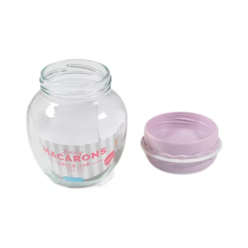 Borcan de condimente din sticlă IRIS Macaron 370ml, verde, fuchsia, portocaliu sau galben lămâie HN-1215