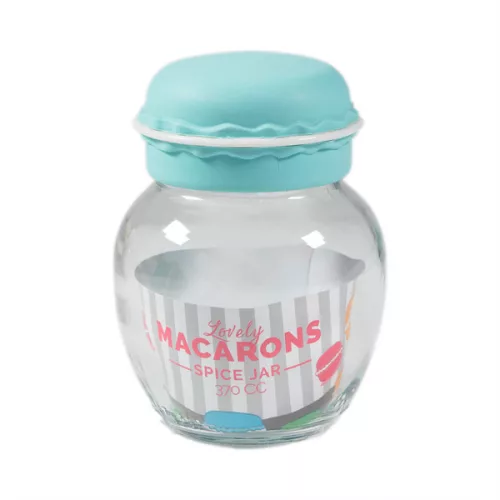 Borcan de condimente din sticlă IRIS Macaron 370ml, verde, fuchsia, portocaliu sau galben lămâie HN-1215