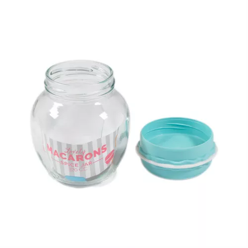 Borcan de condimente din sticlă IRIS Macaron 370ml, verde, fuchsia, portocaliu sau galben lămâie HN-1215