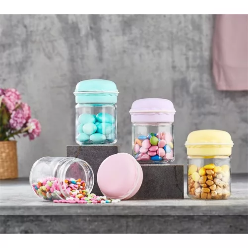 Borcan de condimente din sticlă IRIS Macaron 212ml, roz, verde mentă, galben sau violet HN-1363