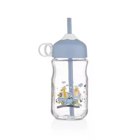   Sticlă de băut IRIS Petite cu pai 370ml, roșie sau albastră HN-1751