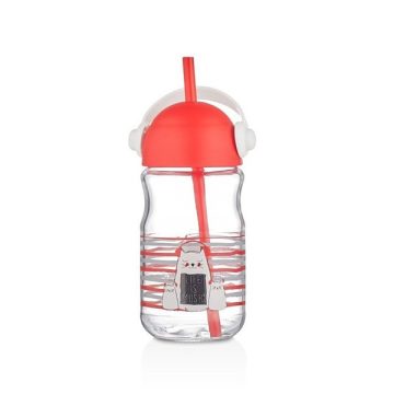   IRIS Music üveg italos palack szívószállal 370ml, piros vagy sárga színben HN-1752
