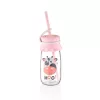 Sticlă de lapte IRIS Milkie Milk cu pai 250ml, culoare roz sau mentă HN-1764