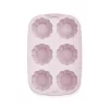 Tavă de copt pentru brioșe din silicon IRIS MIX pentru 6 bucăți, culoare gri, neagră sau roșie SL-3207