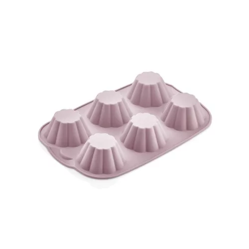 Tavă de copt pentru brioșe din silicon IRIS MIX pentru 6 bucăți, culoare gri, neagră sau roșie SL-3207