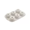 Tavă de copt pentru brioșe din silicon IRIS MIX pentru 6 bucăți, culoare gri, neagră sau roșie SL-3207