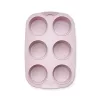 Tavă de copt pentru brioșe din silicon IRIS pentru 6 bucăți, culoare gri, neagră sau roșie SL-3208