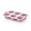Tavă de copt pentru brioșe din silicon IRIS pentru 6 bucăți, culoare gri, neagră sau roșie SL-3208