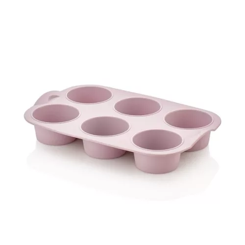 Tavă de copt pentru brioșe din silicon IRIS pentru 6 bucăți, culoare gri, neagră sau roșie SL-3208
