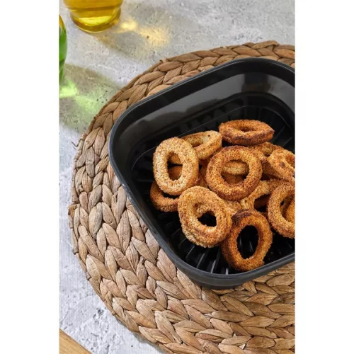 TOO összecsukható négyzetes szilikon forma forrólevegős sütőhöz (air fryer) 21cm*21cm, szürke, fekete vagy piros SL-3251
