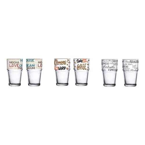 Cana de sticlă cu model IRIS 345ml, model Mocha, Espresso sau Cafea 131605-002