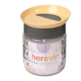   Borcan de condimente IRIS Sand din sticlă cu model convex 1.000 ml, culoare negru-nisip 148001-582