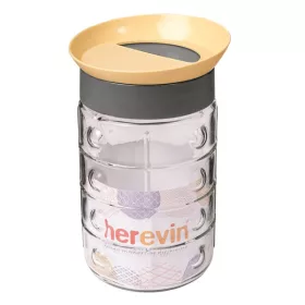   Borcan de condimente IRIS Sand din sticlă cu model convex 1.350ml, culoare negru-nisip 148002-582
