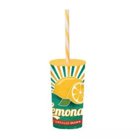Pahar IRIS Lemonade cu model și pai 470ml 161922-027P