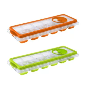   Tavă pentru aparat de gheață IRIS cu capac, storcător din silicon, portocaliu, roz sau verde 161019-560