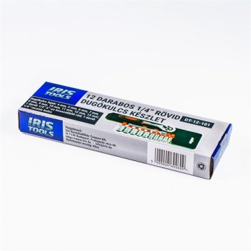   IRIS TOOLS DT-12-101 12 darabos 1/4" rövid dugókulcs készlet
