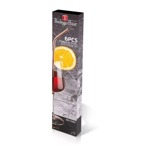 Set de paie îndoite din oțel inoxidabil Berlinger Haus BH/2982, auriu roz, format din 6 piese