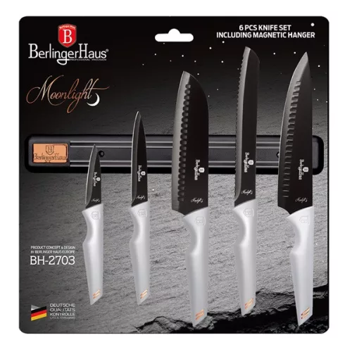 Berlinger Haus BH/2703 cu agățător magnetic, set de 6 cuțite gri