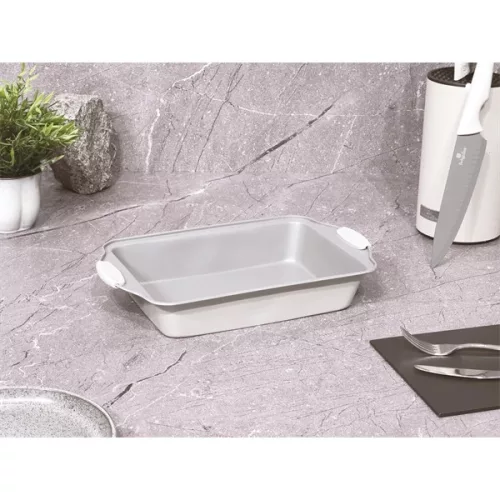 Berlinger Haus BH/7649 gri satinat, tavă de copt dreptunghiulară adâncă, 40 cm, cu mâner din silicon