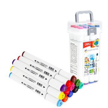   Deli Color Emotion 12 darabos kétvégű háromszög testű sketch marker készlet