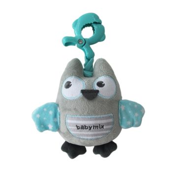   Fejlesztő zenélő plüss játék Baby Mix csipesszel bagoly menta