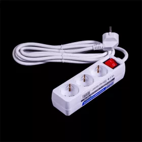   IRIS Electric IEPS-3W-5M-K Predlžovacia lišta s 3 zásuvkami a vypínačom, 5 m biela