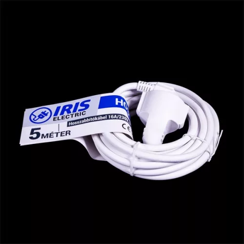 IRIS Electric IEEC-5M-16A/230V Verlängerungskabel, 5 Meter, 16 A/230 V, Schutzart IP20, weiß