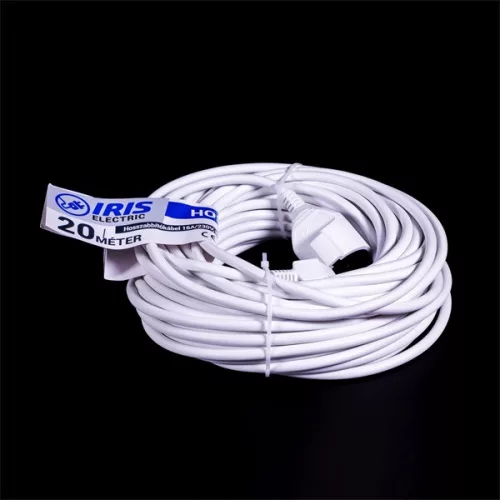 IRIS Electric IEEC-20M-16A/230V Verlängerungskabel, 20 Meter, 16 A/230 V, Schutzart IP20, weiß