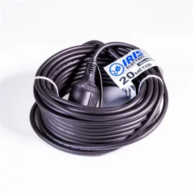   IRIS Electric IEEC-20M-16A/250V Außenverlängerungskabel, 20 Meter, 16 A/250 V, H05RR-F, IP44, schwarz