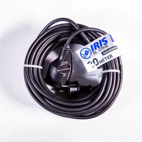 IRIS Electric IEEC-20M-16A/250V Außenverlängerungskabel, 20 Meter, 16 A/250 V, H05RR-F, IP44, schwarz
