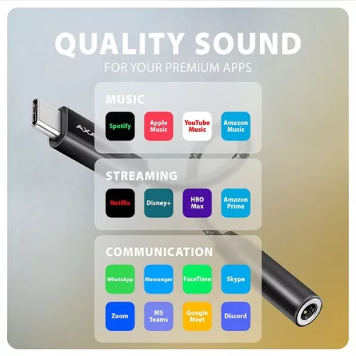 Axagon ADA-HC Mini USB-C audio adaptér s 384 kHz / 32-bitovým DAC prevodníkom
