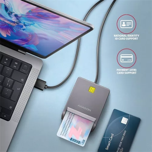 Kompaktná stolová čítačka inteligentných/identifikačných kariet Axagon CRE-SM3T s USB-A pripojením