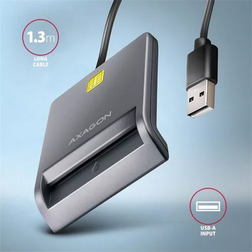 Kompaktná stolová čítačka inteligentných/identifikačných kariet Axagon CRE-SM3T s USB-A pripojením