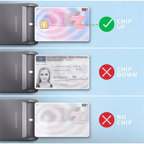 Kompaktná stolová čítačka inteligentných/identifikačných kariet Axagon CRE-SM3T s USB-A pripojením