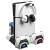 Froggiex FX-P5-C4-W PS5/PS5 Slim/PS5 Pro multifunkciós ventilátoros állvány + headset tartó
