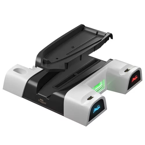 Froggiex FX-P5-C4-W PS5/PS5 Slim/PS5 Pro multifunkciós ventilátoros állvány + headset tartó