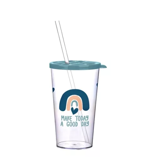 Pahar IRIS LIMESHAKE BUBBLE cu capac, pai 700ml AP-9449