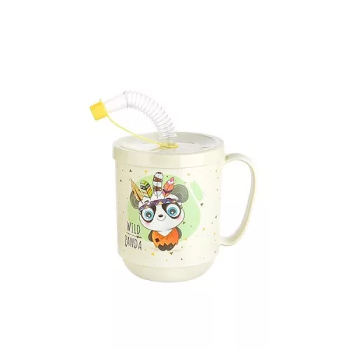 Cană IRIS FUNNY cu capac, pai 350ml AP-9484