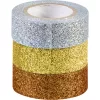 Heyda zlatno-srebrna ljepljiva traka s glitterom, 3 komada