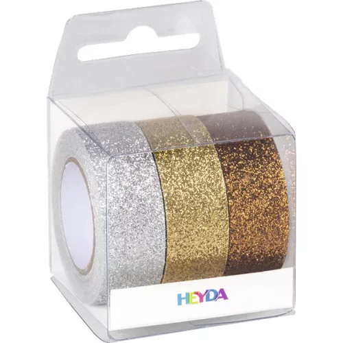 Heyda zlatno-srebrna ljepljiva traka s glitterom, 3 komada