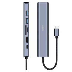   Iris IH6-23 7in1 (2xUSB/1xLAN/1xHDMI/1xSD/1xmicroSD/1xDP-USB-C 100W) Dokkoló