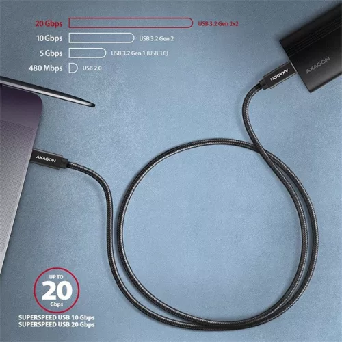 Kábel pre dátum a informácie Axagon BUCM32-CM15AB, 1,5 m, hrot C, čierny