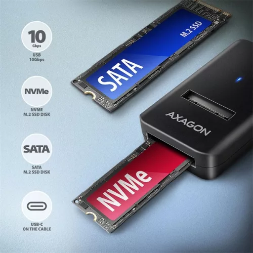 Axagon ADM2-CM USB-C 3.2 Gen2 - 1x adaptér NVMe/SATA SDD