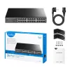 CUDY GS1024 24-portni gigabitni preklopnik, VLAN/Extend način rada, metalno kućište, crni stolni preklopnik