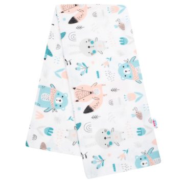   Flanel pelenka nyomtatott mintával New Baby fehér állatkák