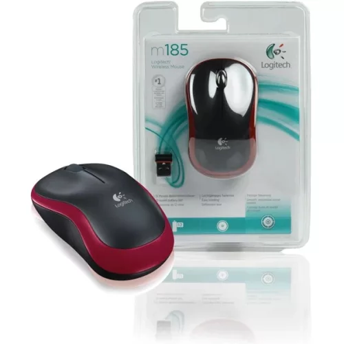 Logitech M185 vezeték nélküli piros notebook egér