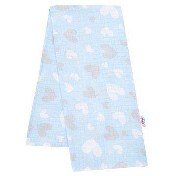   Pamut pelenka nyomtatott mintával New Baby kék szívecskék