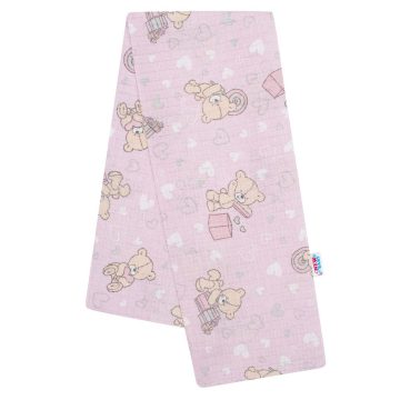   Pamut pelenka nyomtatott mintával New Baby rózsaszín maci és szívecske