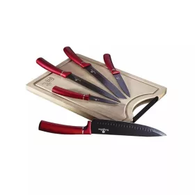   Berlinger Haus BH/2552NO cu tocător din bambus, set de 6 cuțite Metallic Line Burgundy Edition