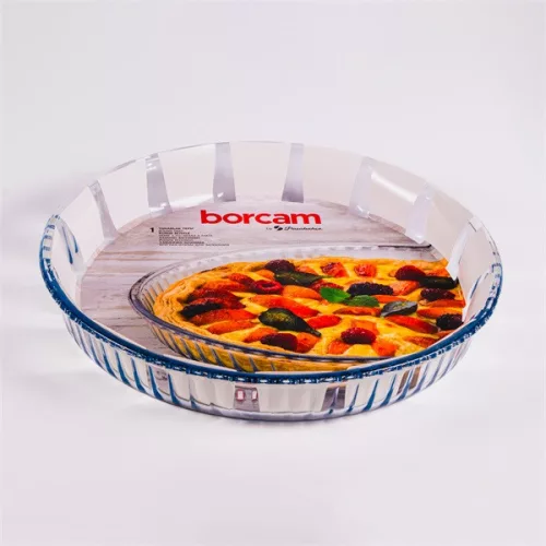 Borcan rotund din sticlă rezistentă la căldură BORCAM, cu nervuri, 2.950ml, 319*50mm